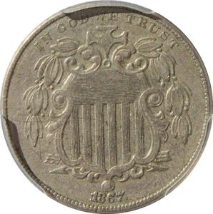 1867 XF45 Shield Nickle No Rays, PCGS 36880866 - Picture 1 of 4