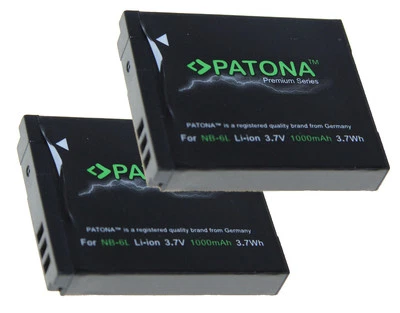 PATONA PREMIUM 2 x Premium Akku NB-6L, NB-6LH f. Canon PowerShot SX610 HS, SX700 HS, SX710 HS..
