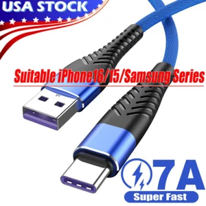 Braided USB C Type C Fast Charging Data Cable Cord for iPhone 16/15 Pro Max 15 - Picture 1 of 14