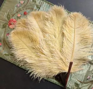 FLAPPER 1920’S OSTRICH FEATHER FAN - Picture 1 of 4