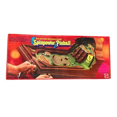 Vintage Mattel 1974 Spinpower Pinball Machine Faux Wood Finish New Sealed In Box - Image 1 of 4