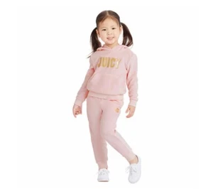 Juicy Couture Kids' 2-piece Velour pink Set Hoodie Jogger Pants 5,6,7 - Picture 1 of 12