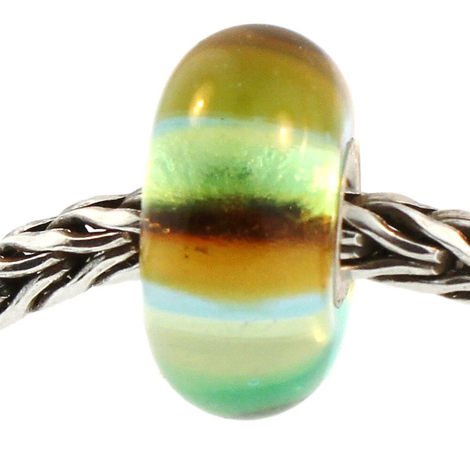 Authentic Trollbeads Glass 61348 Green Rainbow 0 Retired