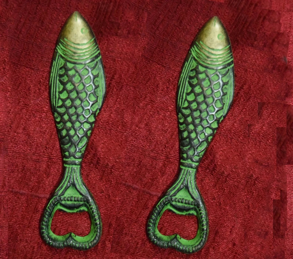 Set of 02 Pieces Nautical Fish Shape Soda Opener Brass Table Decor Furnish VR9R - Image 1 of 4