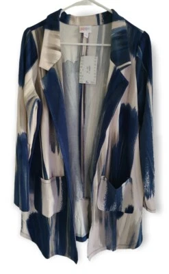 Blazer Lularoe listras aquarela grande Gwen linhas pincel traçado HTF NOVO! #1 - Imagem 1 de 4