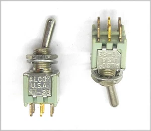 Lot Of 2 NOS Alco TT23N2T "Tiny" 2 Pole Submini On-On Switches, Round Handle. MS - Picture 1 of 1