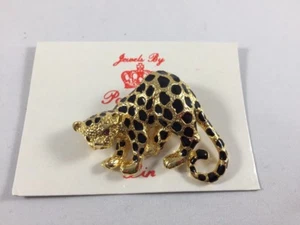 Park Lane Leopard Cheetah Brooch Big Cat Pin Pendant Combo Black Spots Vintgage - Picture 1 of 7