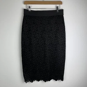 Coast Lace Pencil Skirt 12 Black Scuba Lining Lace Top Layer Cruise Party NEW - Picture 1 of 9