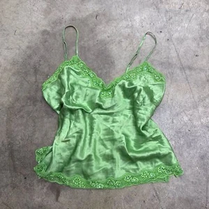 Vintage y2k Retro 100% Seide Spitze Pailletten Babydoll Trägertop - Bild 1 von 6