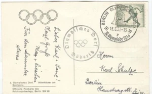 Germany Olympic Games Berlin 1936 Olympic postcard with Döberitz Dorf cancel - Bild 1 von 2