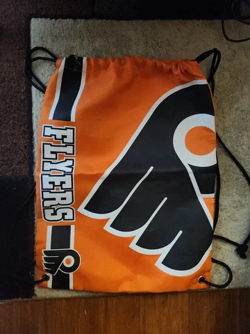 Rare Philadelphia Flyers Drawstring Backpack  NHL Big Logo Backsack Bag 14×17 Cover