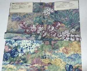 Vtg Ametex Fabrics 2 pc Floral Sirius Frost Spring Teflon Sample Craft Fabric 25 - Picture 1 of 9