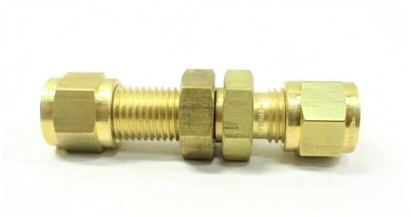 1/4" Tube OD  Brass Bulkhead Union Hoke Gyrolok 4BUBR - Image 1 of 1