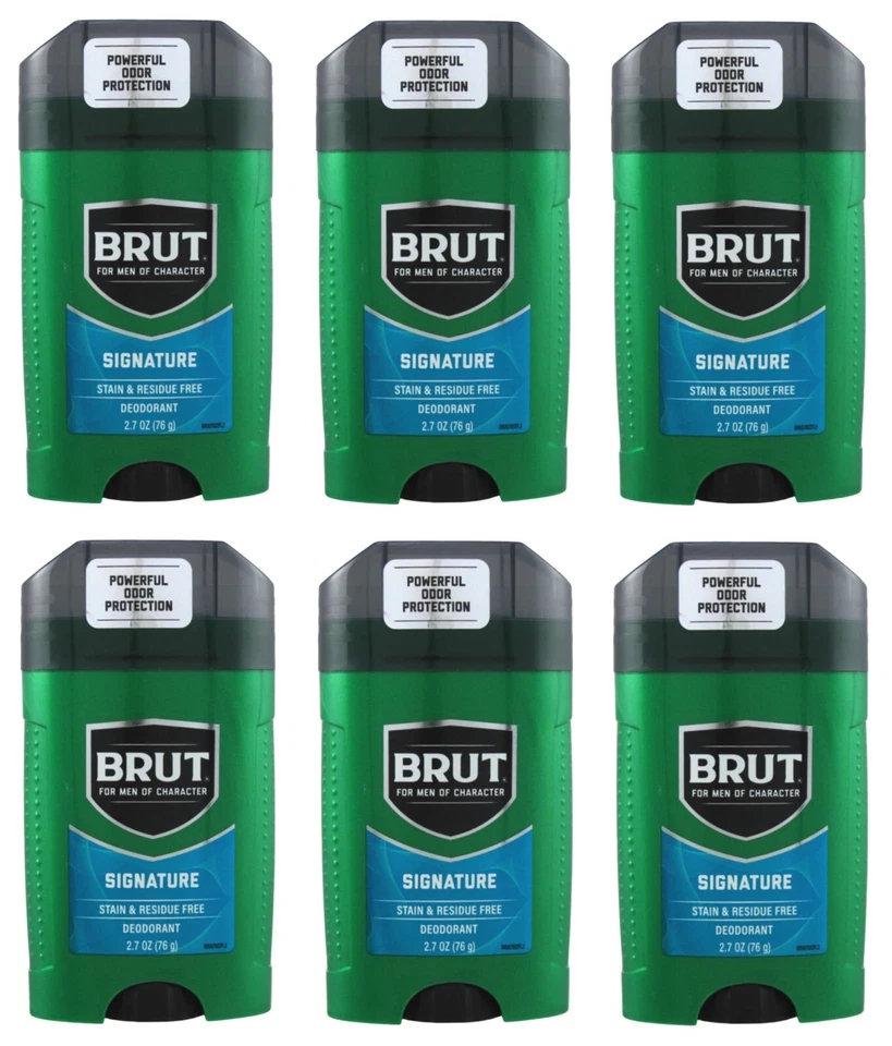 *PAQUETE DE 6* DESODORANTE BRUT SIGNATURE BARRA SÓLIDA OVALADA Sin residuos de manchas 2,7 oz Foto 1 de 1