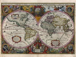 Home Wall Art Print - Vintage Map Poster - WORLD MAP 1630 - A4,A3,A2,A1,A0 - Picture 1 of 1