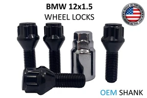 5 Pc BMW 12x1.5 Black Wheel Locks Fits E36 E38 E39 E46 323 325 328 335 M3 - Picture 1 of 3