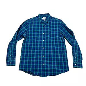 Old Navy Shirt Mens Large Classic Regular Fit Blue Plaid Long Sleeve Button Up - Picture 1 of 9