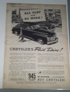 "Anuncio original de revista Chrysler Fluid Drive 1941 ""Todo juego y sin trabajo" - Imagen 1 de 1