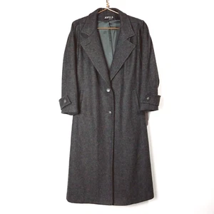 Vintage Jofeld Womens Size L Charcoal Wool Coat Full Length Long Trench - Picture 1 of 6