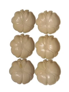 Vtg Set of 6 Hoffman Indusries SALMON PINK PEACH CORAL Hibiscus snack bowls - Picture 1 of 9