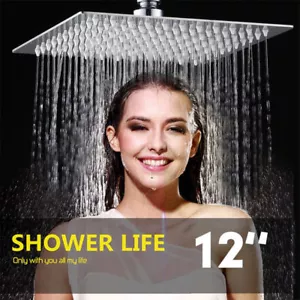 Soffione doccia a pioggia cromato 12'' quadrato acciaio inox da soffitto/parete - Foto 1 di 10