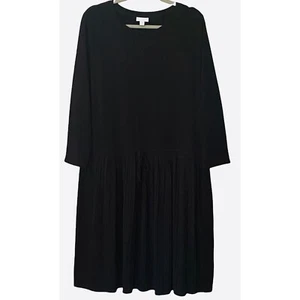 J Jill Womens Long Sleeve Sleeve Black Knit Pleated Stretch Dress Sz Large Tall - Bild 1 von 5