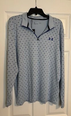 Under Armour Playoff 2.0 Printed 1/4 Zip Golf Pullover Long Sleeve Blue Size Lg - Image 1 of 4