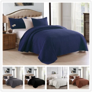 Juego de colcha edredón reversible en relieve funda de cama Queen King 3 piezas - Imagen 1 de 77