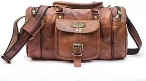 16 pulgadas Cuero Viaje Hombre Lona Holdall Equipaje Gimnasio Bolso de Fin de Semana Noche Nuevo - Imagen 1 de 5