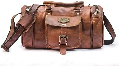 14 Inch Leather Travel Men Duffel Holdall Luggage Gym Weekend Bag Overnight New - Image 1 of 4