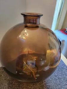 Large Brown Glass Floor Vase Decorative 16" Tall 44" Circumference - Picture 1 of 12