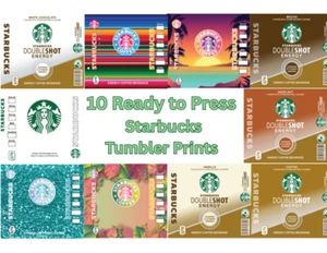 Bundle of 10 Ready to Press 20oz Sublimation Tumbler Starbucks Coffee Prints - Picture 1 of 21