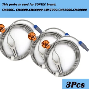 3Pcs Veterinary/Adult Ear Clip Pulse Oximeters SPO2  Sensor Probe Fit For CONTEC - Picture 1 of 12