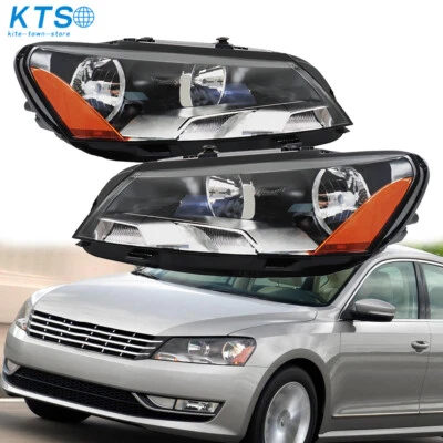 Halogen Headlights Assembly Pair For Volkswagen Passat 2012 2013 2014 2015 - Image 1 of 4