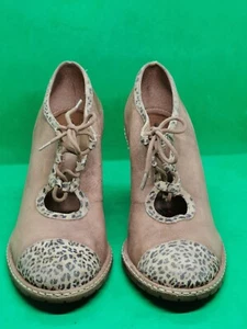 *Schuler & Sons Philadelphia Brown Leather W Leapard Booties Women's Size 8 - Picture 1 of 19