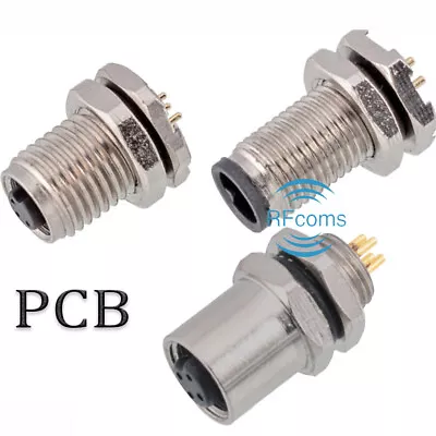 M5 Sensor Connector Waterproof 3 4P 4 Pin Soldering PCB Back/Front Mount Adapter - Image 1 of 4