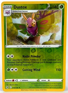 DUSTOX Reverse Holo Rare Sword Shield Lost Origin 10/196 Pokemon - Picture 1 of 2