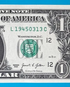 1945 March 13 : L 19450313 C BIRTHDAY NOTE $1 One Dollar Bill *UNC* - Picture 1 of 3