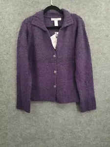 Modern Soul Cardigan Womens Small Button Up V-Neck Lightweight Purple Knit NWT - Picture 1 of 14