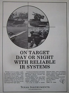 9/1982 PUB TEXAS INSTRUMENTS NIGHT VISION IR SYSTEMS INFRARED CHAPARRAL F-18 AD - Imagen 1 de 1