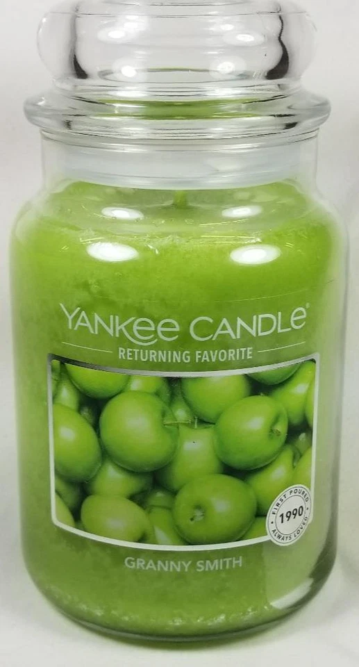 Yankee Candle GRANNY SMITH Large Jar 22 Oz Green Wax Tart Fruit Returning Fave - Image 1 of 4