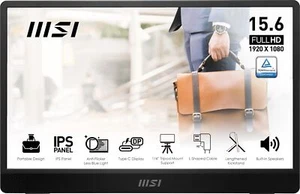 MSI Pro MP161 E2 Portable Monitor 15.6" FHD IPS 1080p USB Type-C Mini-HDMI - Picture 1 of 8