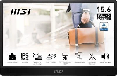 	MSI Pro MP161 E2 Portable Monitor 15.6" FHD IPS 1080p USB Type-C Mini-HDMI	 - Image 1 of 4