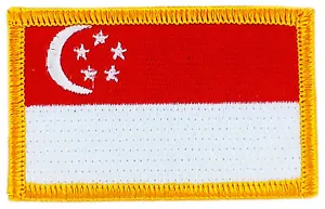 FLAGGE AUFNÄHER AUFNÄHER Singapur AUFBÜGELN AUF LAND BESTICKT WELTFLAGGE - Bild 1 von 1