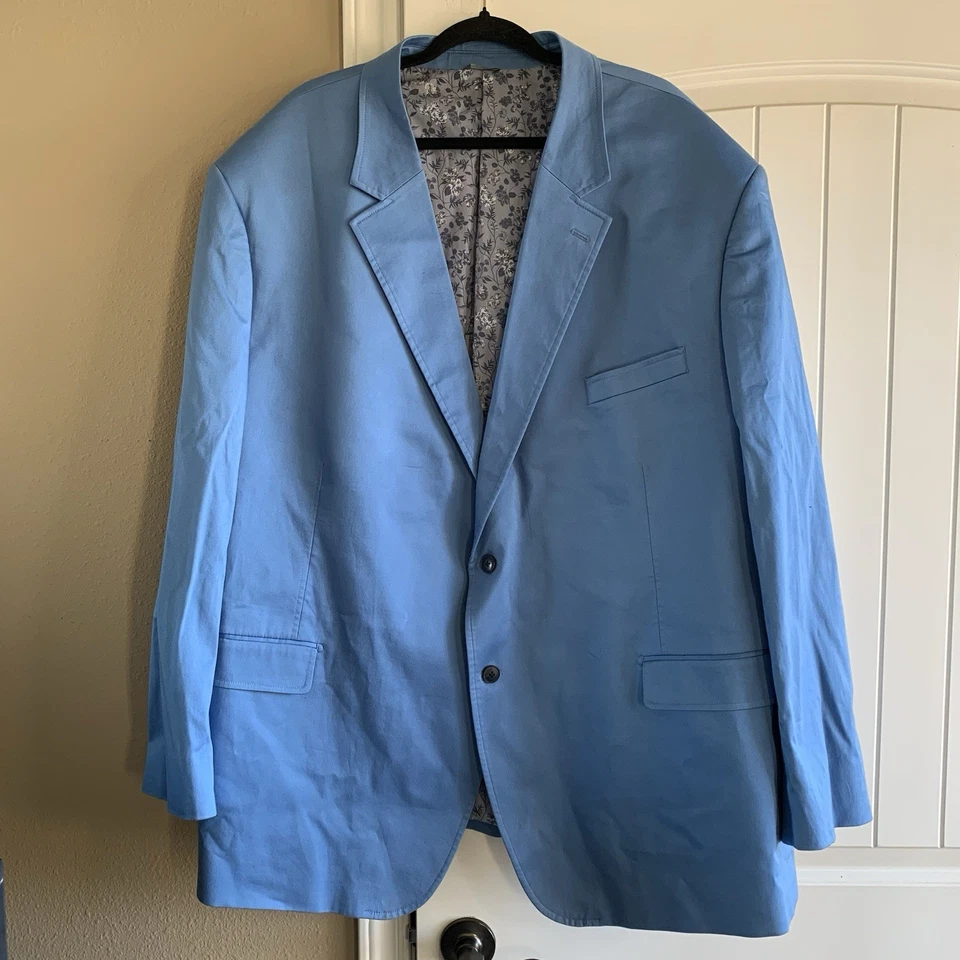 OAK HILL Mens Blazer Sport Coat Casual Jacket Size 4XLT COTTON SPANDEX Suit Blue - Image 1 of 4