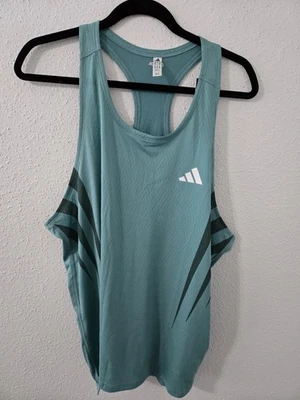 Camiseta de ejercicio para correr Adidas Adizero para mujer Aqua talla XL con logotipo halter Foto 1 de 4
