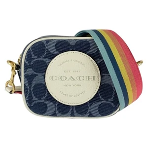 COACH Signature E2111-C4583 Shoulder Bag Pochette Navy White GoldHardware canvas - Picture 1 of 10