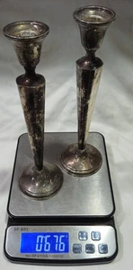 676 Gramm Paar Kerzenhalter Sterlingsilber Schrott Revere Silberschmied verstärkt - Bild 1 von 4