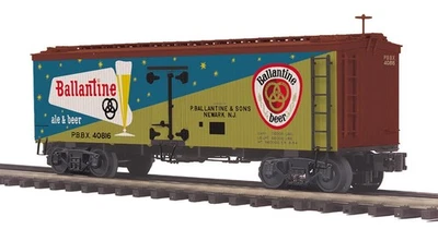 MTH Premier 20-94656 Ballantine Beer  (#40819) 36’ Woodsided Reefer Car- NEW! - Image 1 of 3