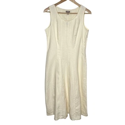 Женское льняное миди-платье J. Jill маленькое масло цвета слоновой кости желтое летнее минималистское  - Изображение 1 из 4